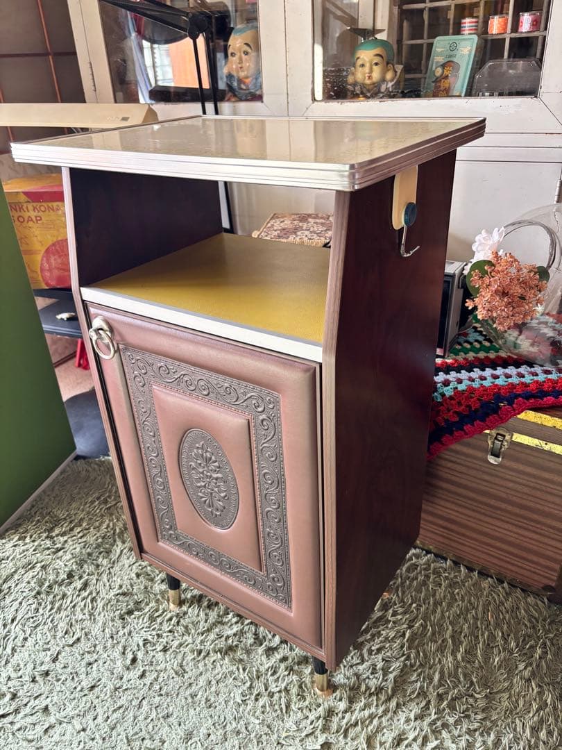 ヒラノ製　木製キャビネット　昭和レトロ　電話台　当時物