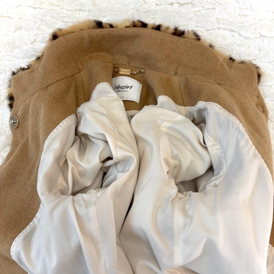 ブルーガール レオパード コート ラビット ファー blugirl ミドル丈 S