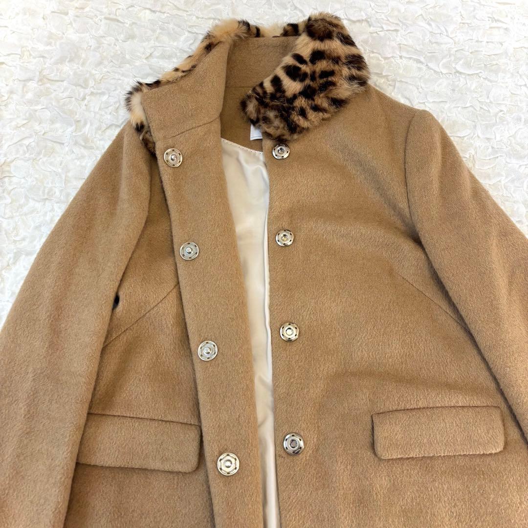 ブルーガール レオパード コート ラビット ファー blugirl ミドル丈 S