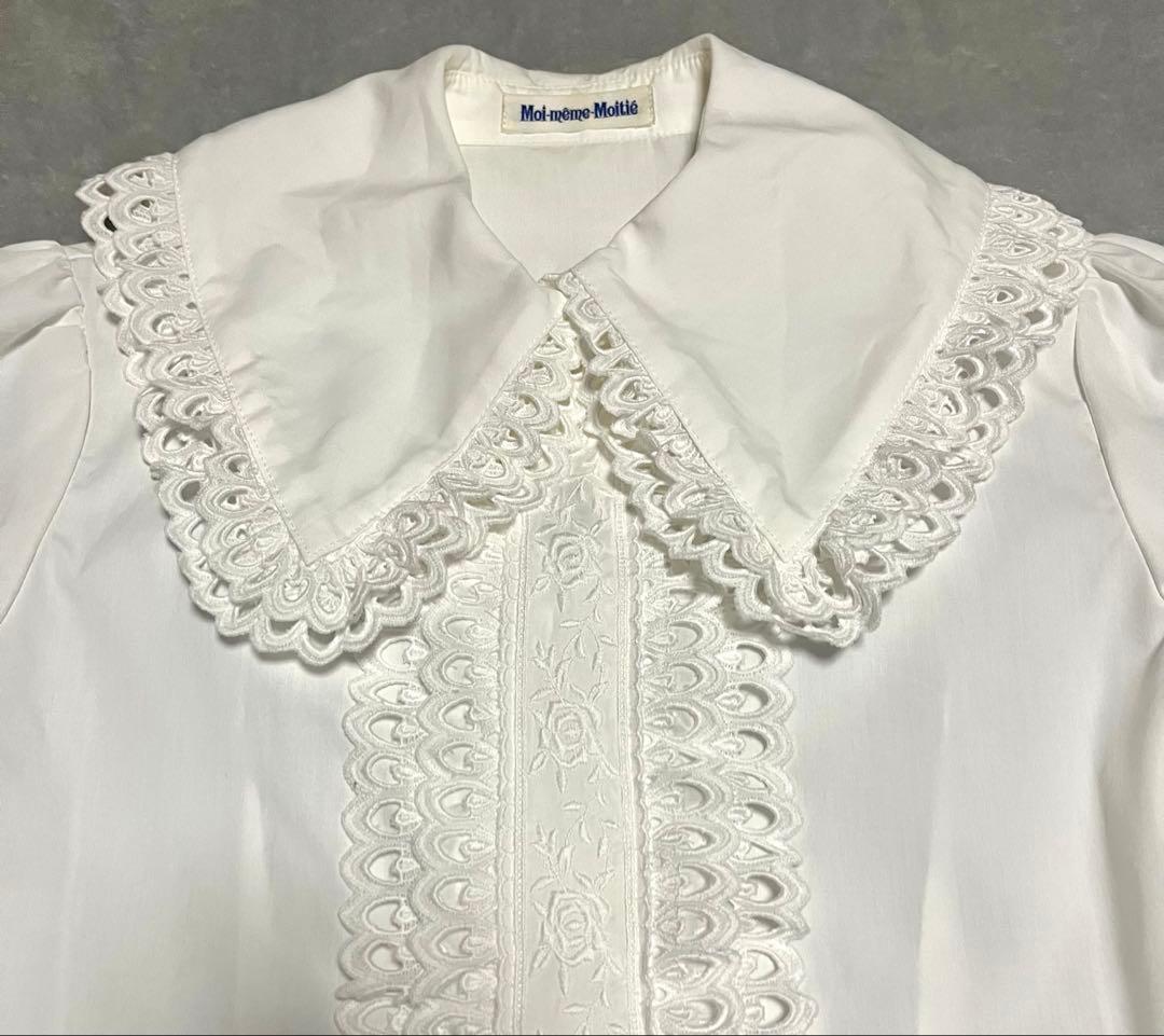 Moi-meme-Moitie スカラップコットンレースパフ袖ブラウス 9号