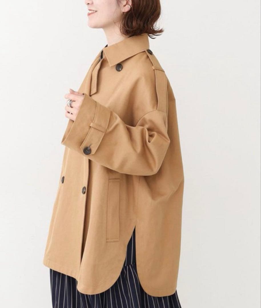 Spick&Span コットンリネンツイルオーバーミドル丈コート ベージュ 38