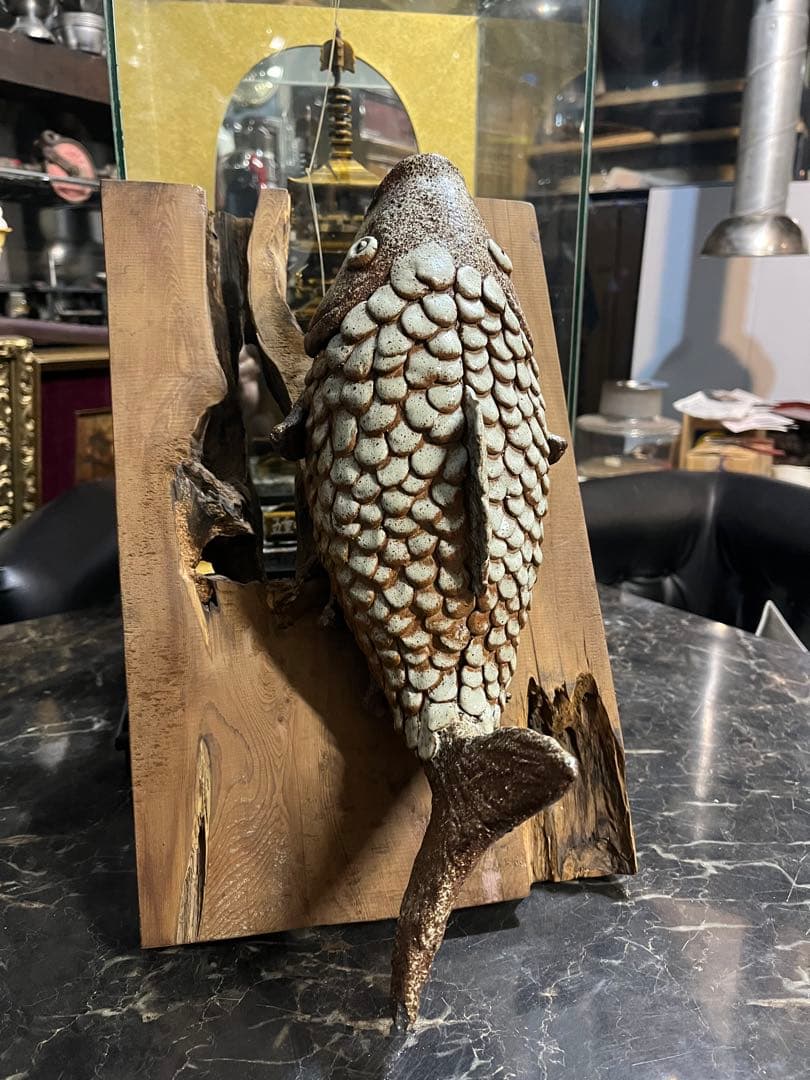 陶器魚の壁掛け、陶器壁掛け飾り、一輪挿し、陶器魚の置き物、一点物陶器魚