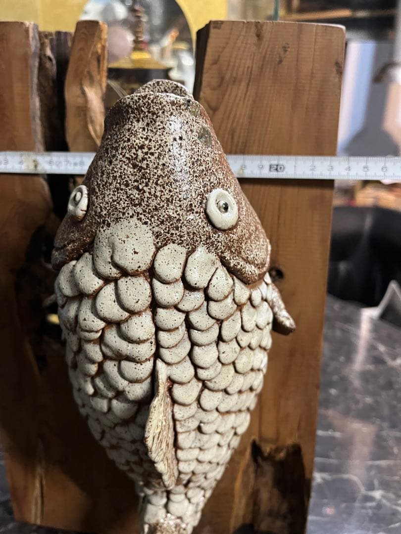 陶器魚の壁掛け、陶器壁掛け飾り、一輪挿し、陶器魚の置き物、一点物陶器魚