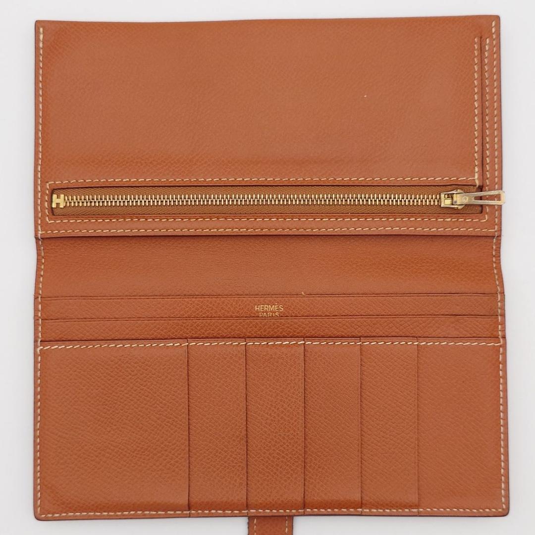 HERMES ベアンスフレ ブラウン U刻印 長財布 ゴールド金具 エルメス