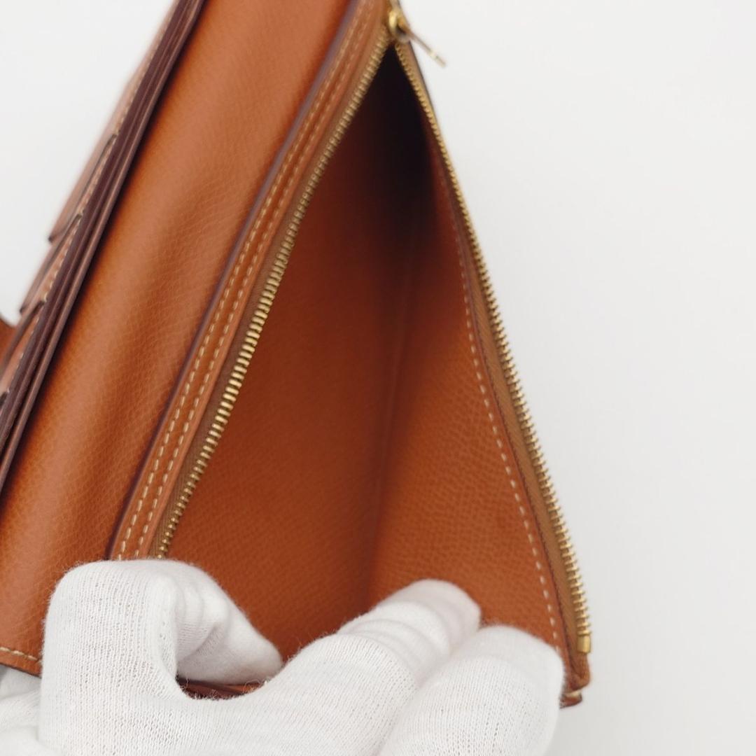 HERMES ベアンスフレ ブラウン U刻印 長財布 ゴールド金具 エルメス
