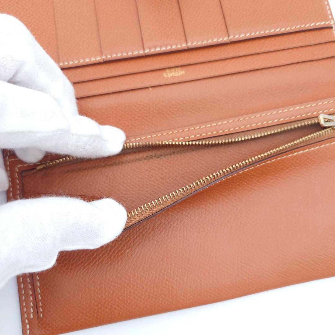 HERMES ベアンスフレ ブラウン U刻印 長財布 ゴールド金具 エルメス