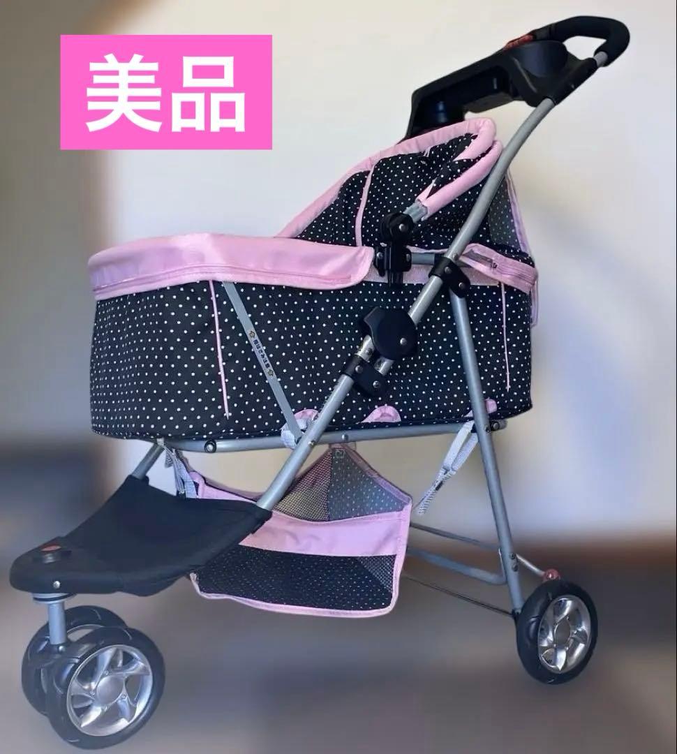 【引き取り希望】ペットカート前輪が2輪のため安定感あり！3輪と4輪のいいとこどり