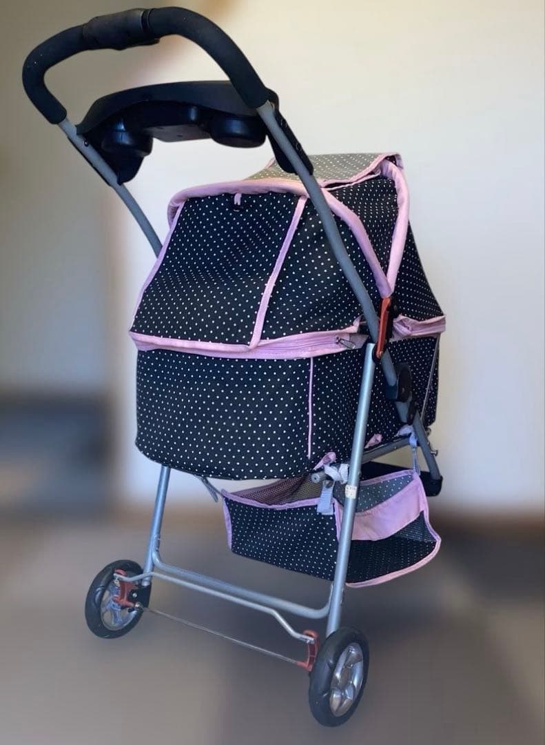 【引き取り希望】ペットカート前輪が2輪のため安定感あり！3輪と4輪のいいとこどり