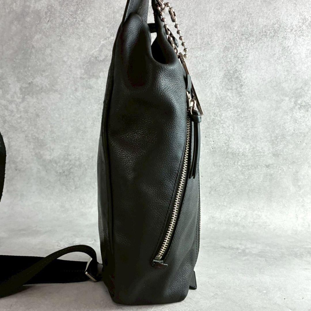 美品 コーチ トンプソン ボディバッグ クロスボディ レザー ビジネス 黒 通勤