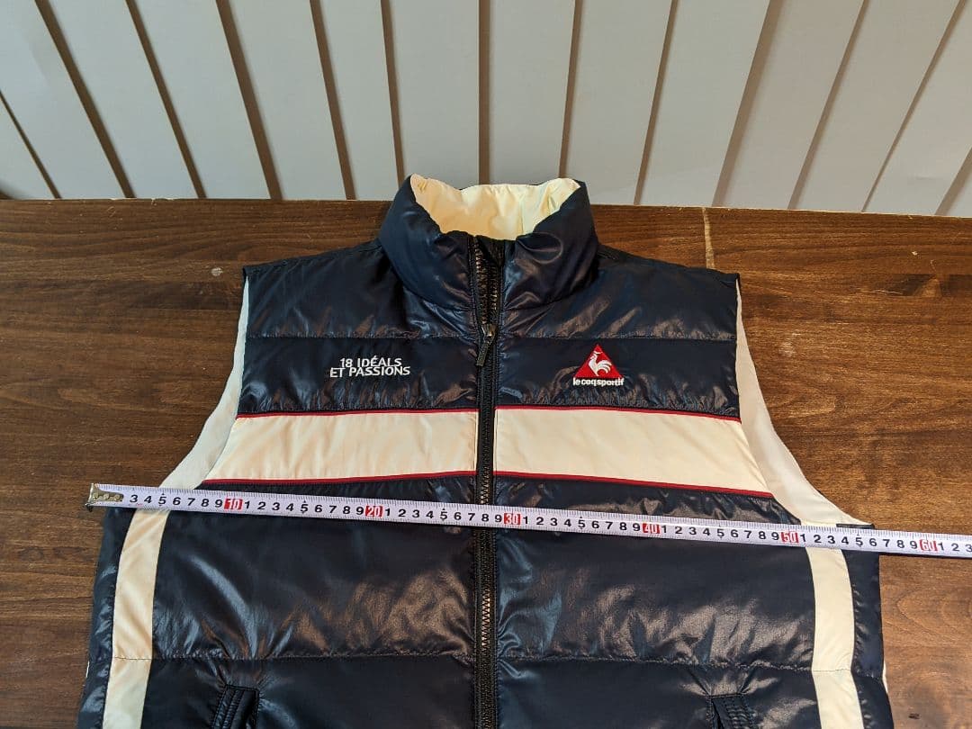 ルコック　ゴルフ　ダウンベスト　ナイロン　ウェア　デサント　アウター　紺　防寒