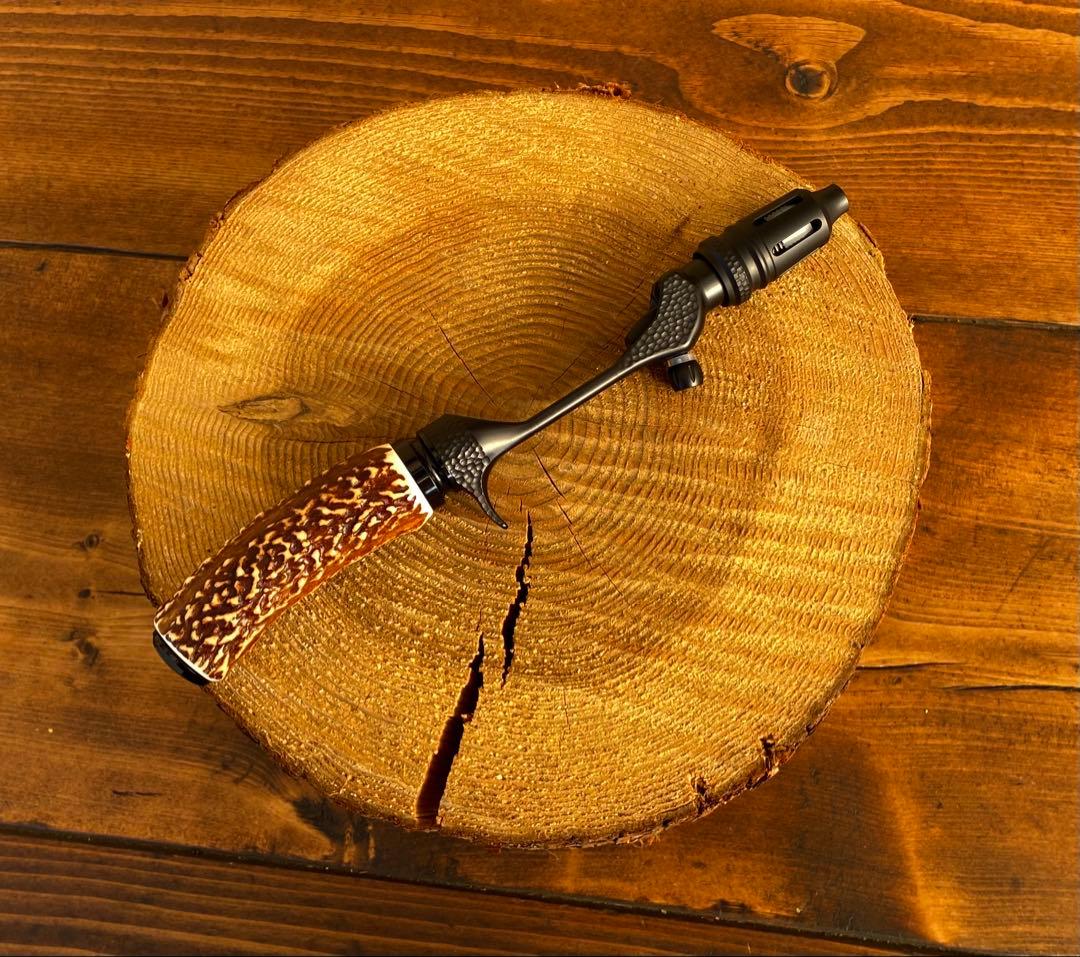 ガングリップ　ブラック　鹿の角グリップ　ハンドメイド　渓流釣り　トラウトロッド