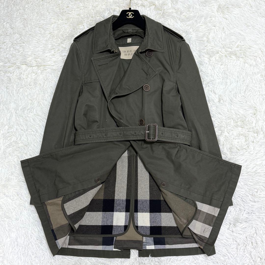 【美品】バーバリーブリット トレンチコート メガチェック ライナー カーキ M