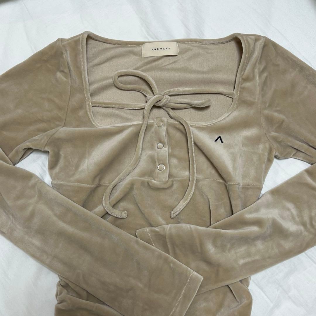 トップス andmary Jemma ribbon tops beige