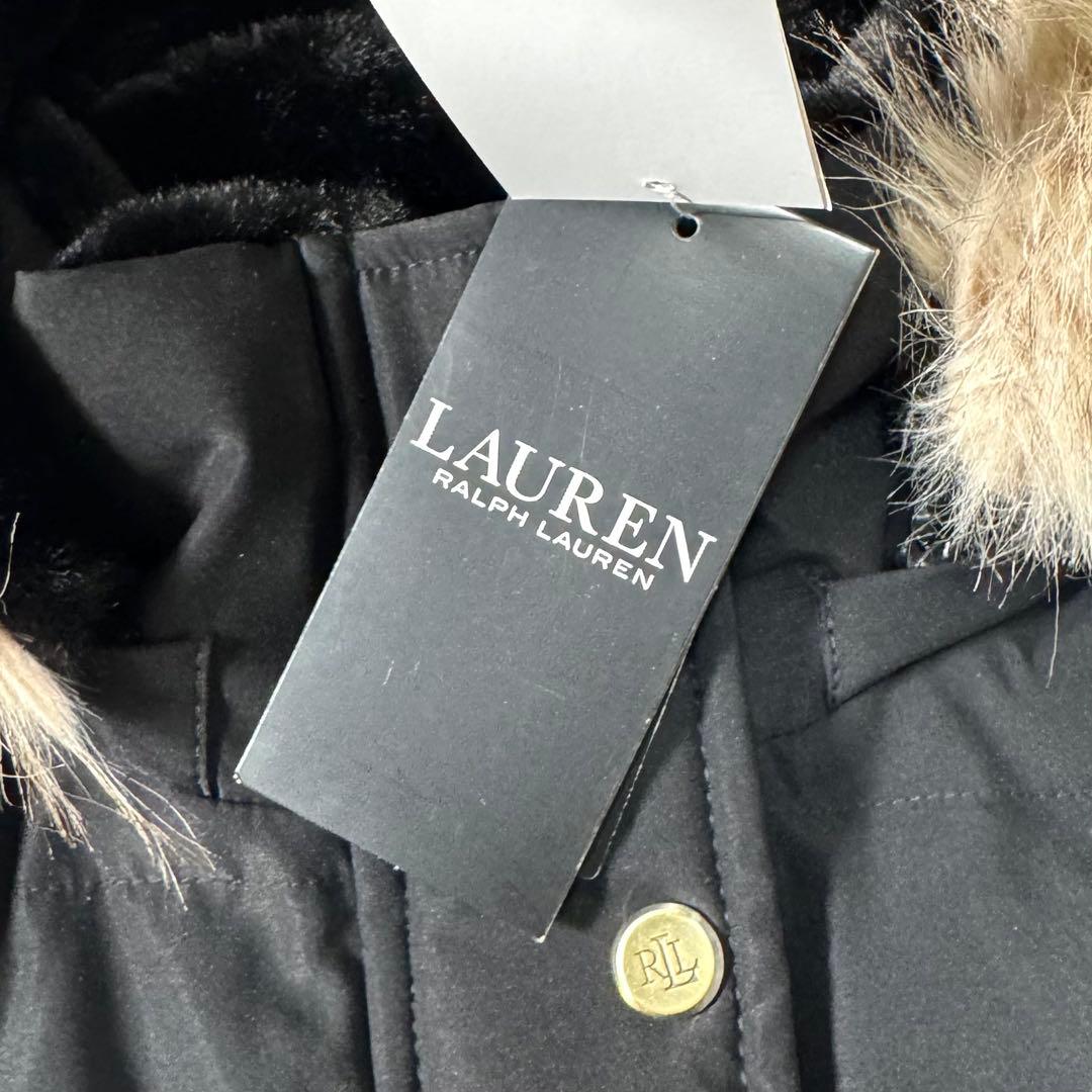新品 ローレンラルフローレン フェイクファー ダウンコート ブラック S