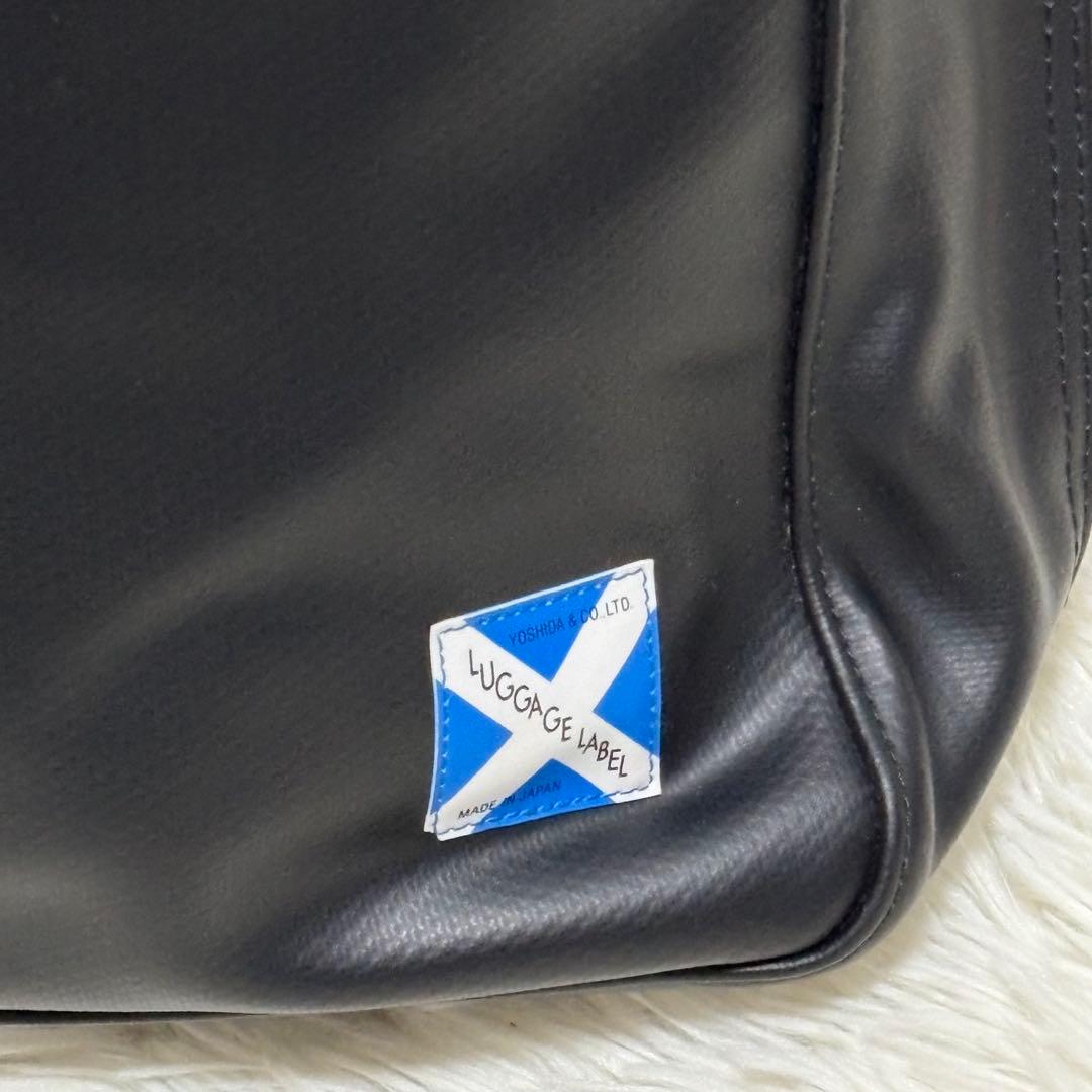 ラゲッジレーベル トートバッグ 肩掛け 拡張機能大容量 青バッテンA4可能 黒