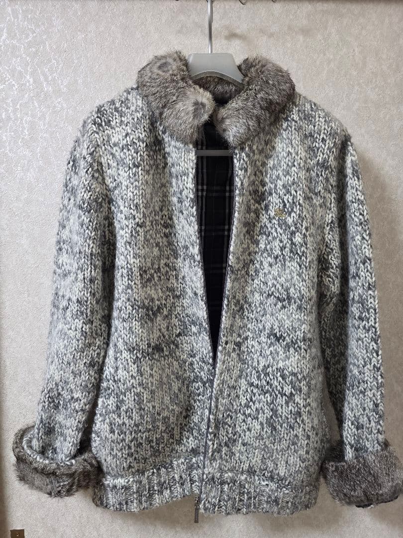 BURBERRY BLACK　LABEL　ラビットファー　ニット　ブルゾン