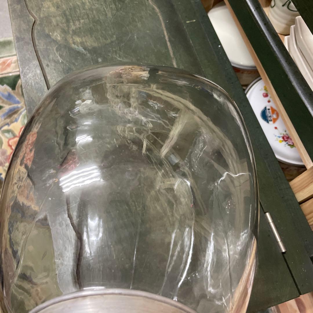 昭和古ガラス　駄菓子屋さんのお菓子入れガラス容器　フタ付き　昭和レトロ