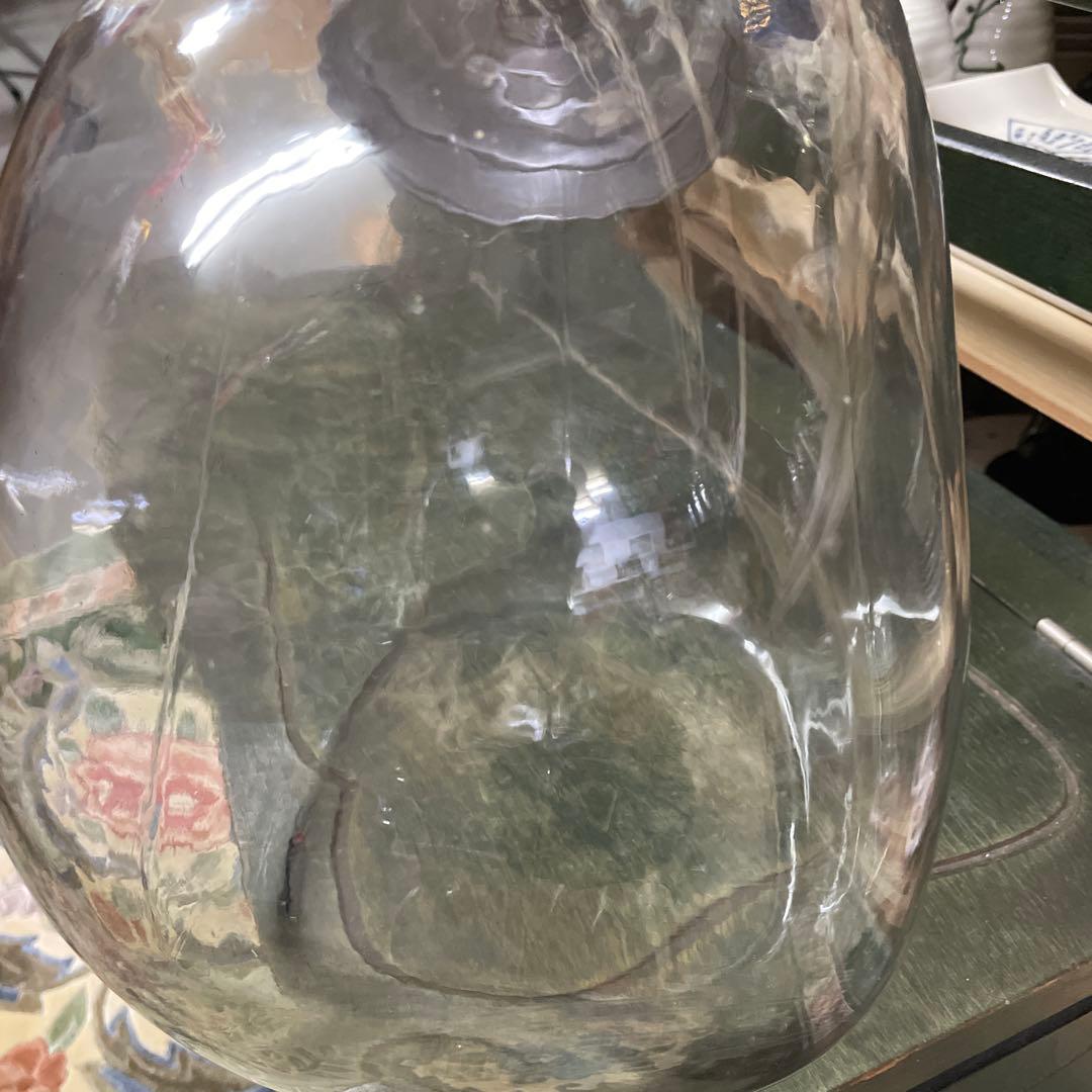 昭和古ガラス　駄菓子屋さんのお菓子入れガラス容器　フタ付き　昭和レトロ