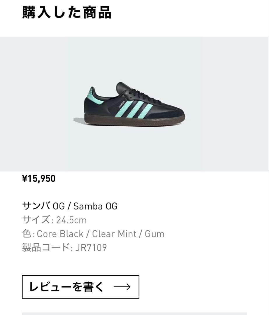 値下げadidasサンバOG ブラック/ミント 39 1/3
