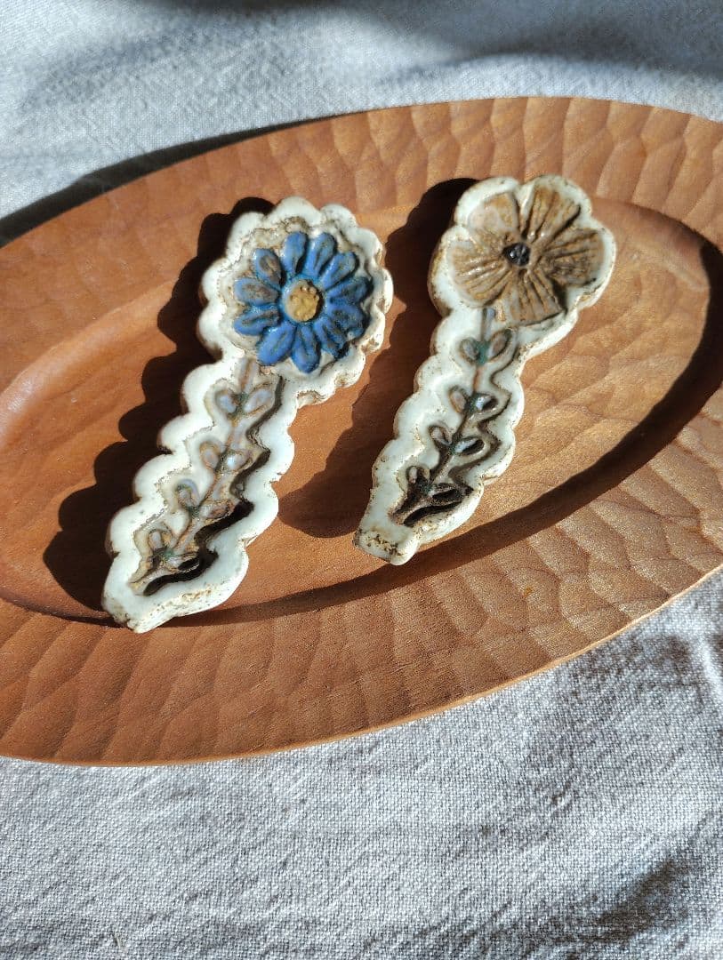 作家　本田あつみ カトラリーレスト　2個　ワイルドフラワー