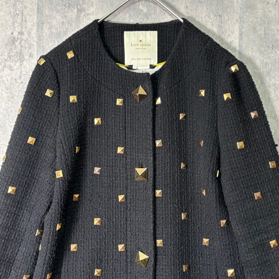Kate Spade スペンサーコート ゴールド スタッド ブラック ツイード
