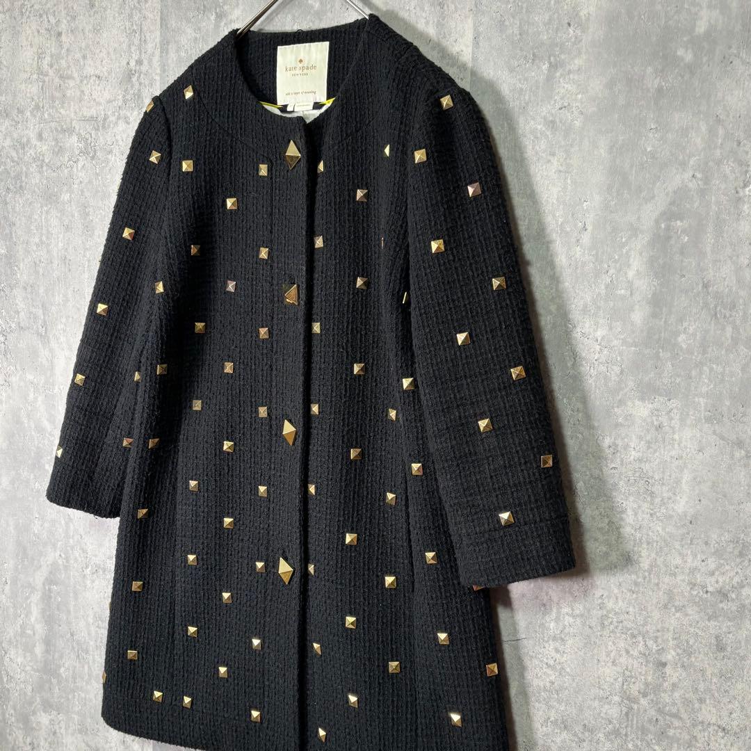 Kate Spade スペンサーコート ゴールド スタッド ブラック ツイード