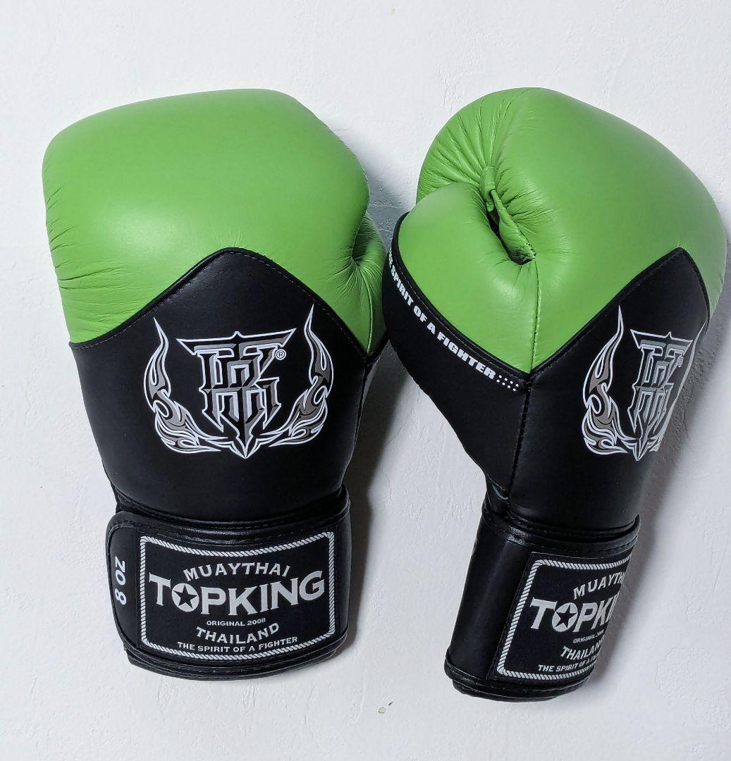 未使用TOPKING 10ozボクシンググローブ本皮/スキンテック　ライム/黒