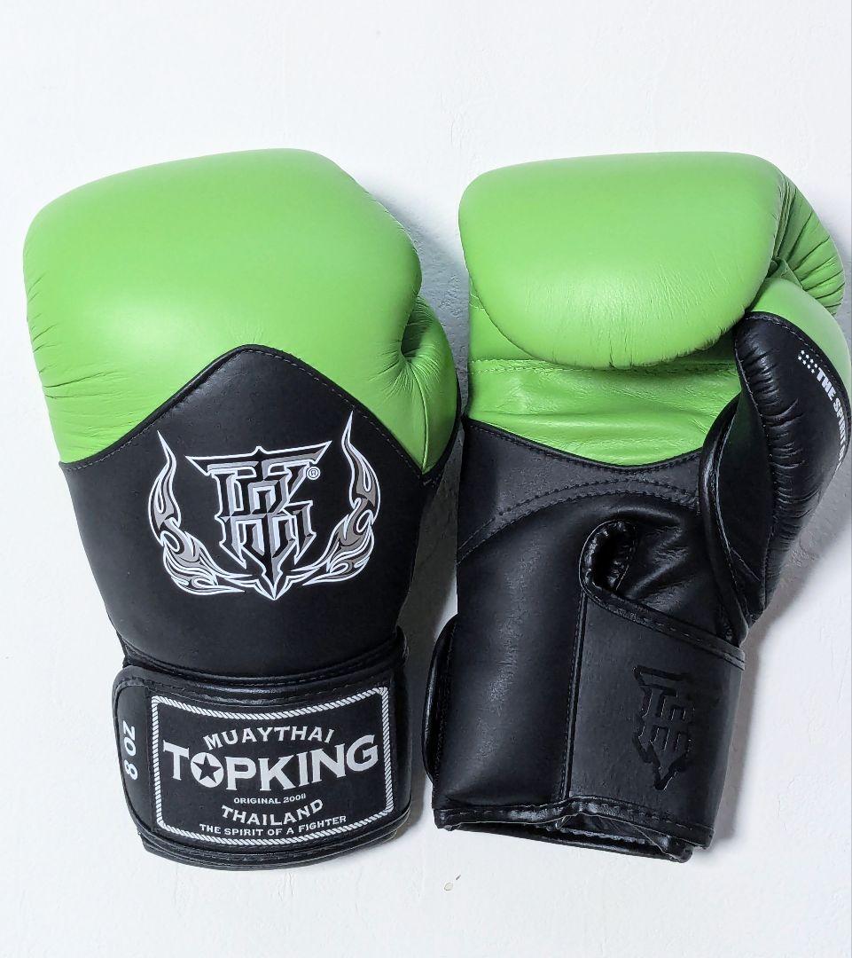 未使用TOPKING 10ozボクシンググローブ本皮/スキンテック　ライム/黒