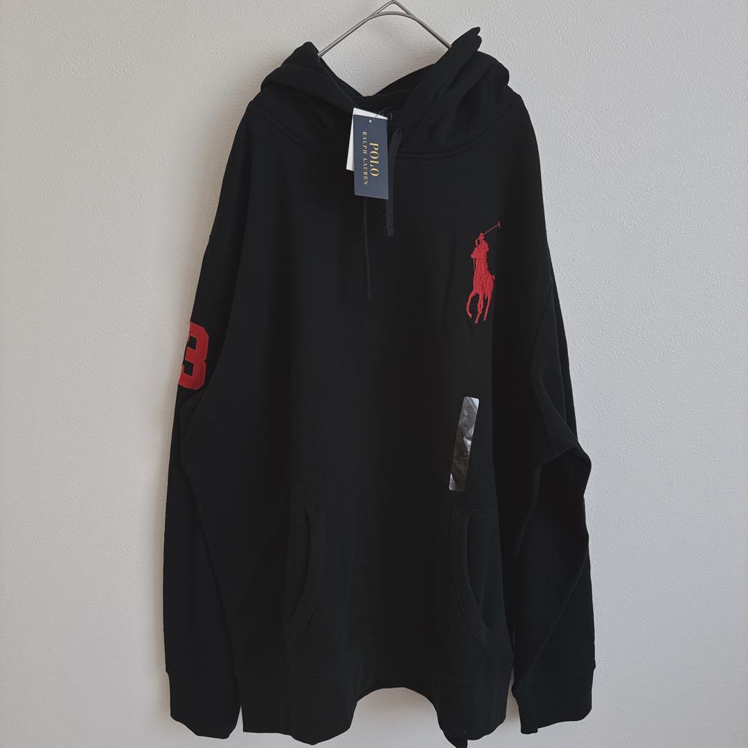 現行QRタグ 新品 POLOラルフローレン ビッグポニー パーカー 黒 XXL