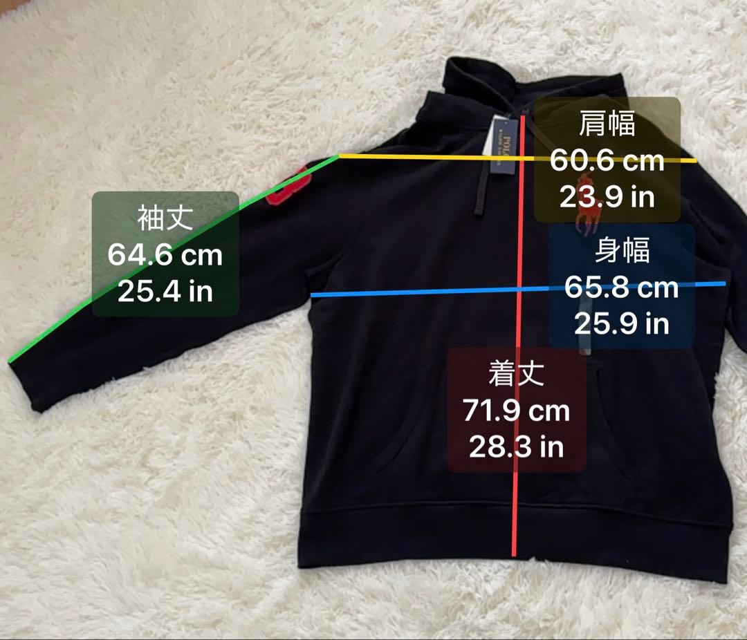 現行QRタグ 新品 POLOラルフローレン ビッグポニー パーカー 黒 XXL