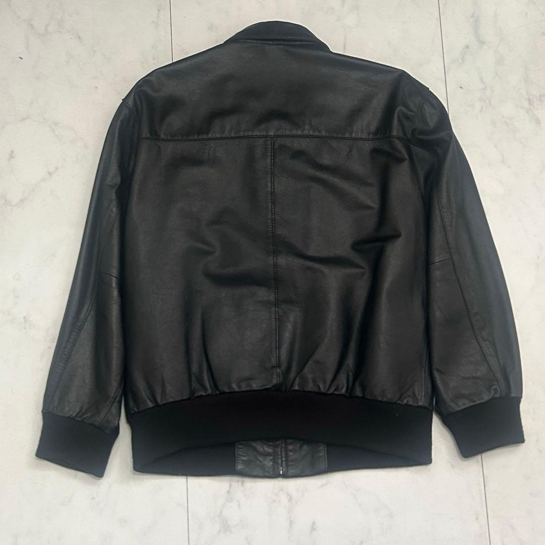 80s 90s archive レザーボンバージャケット 短丈 黒