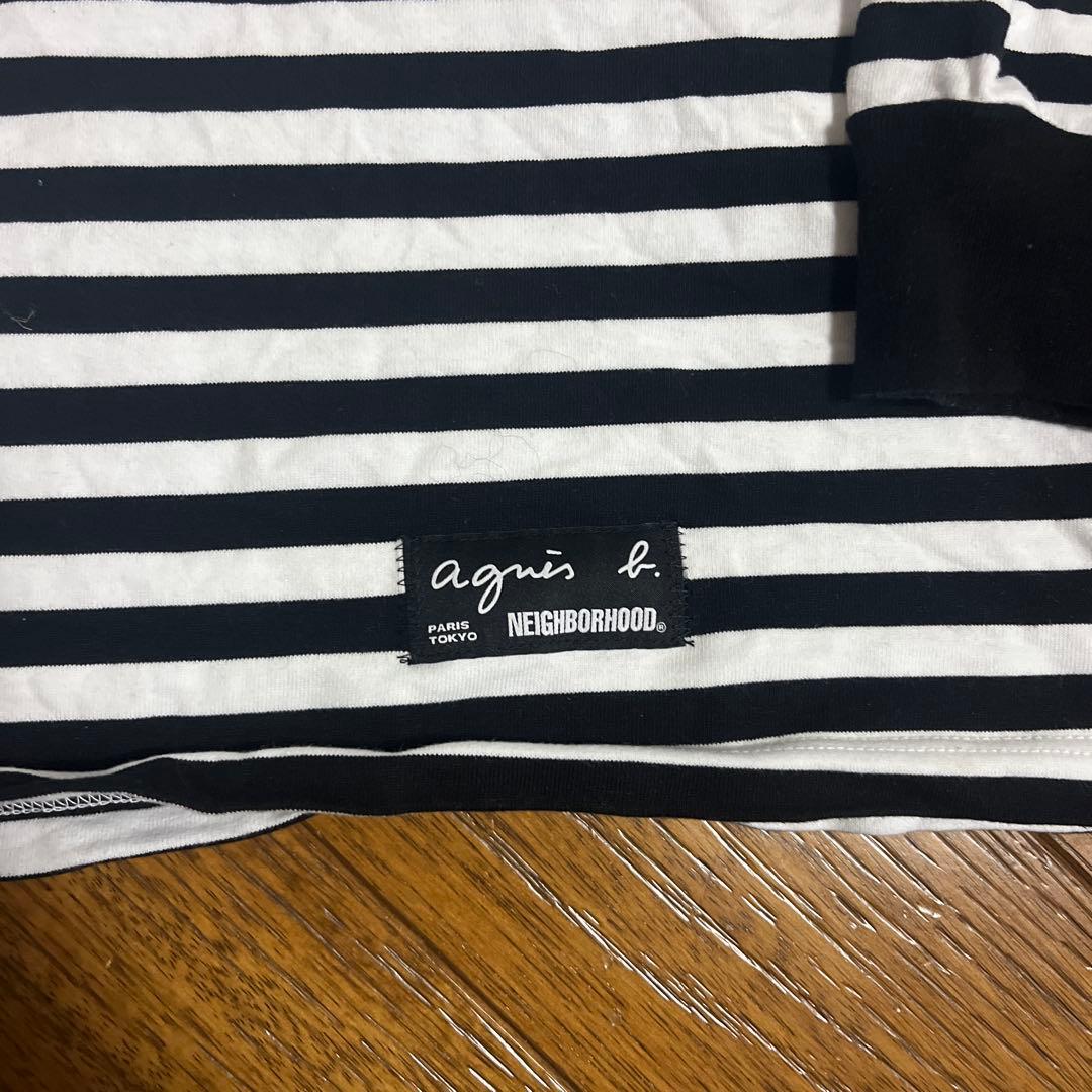 ネイバーフッド　agnis b. ボーダー　ストライプ長袖カットソー