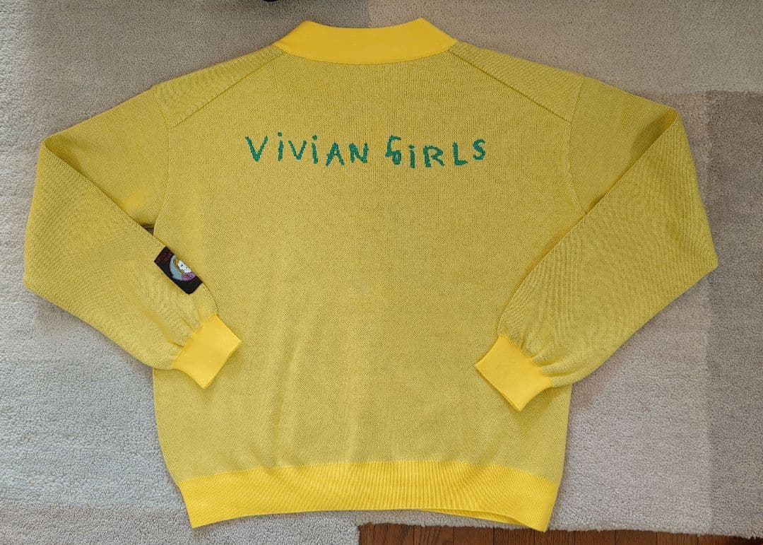 Kidill イラスト付きイエローカーディガン