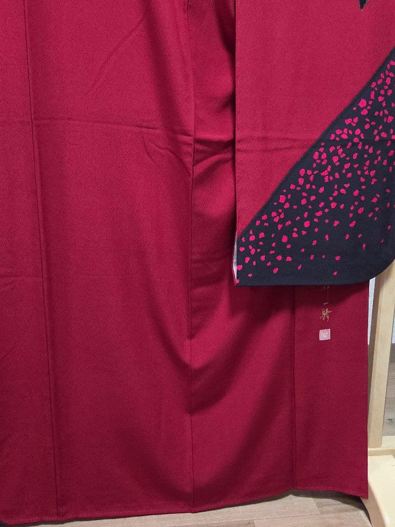 D◆着物くつろぎ 草野一騎 薔薇の花 金彩 縮緬 袷 正絹 振袖 成人式 着物