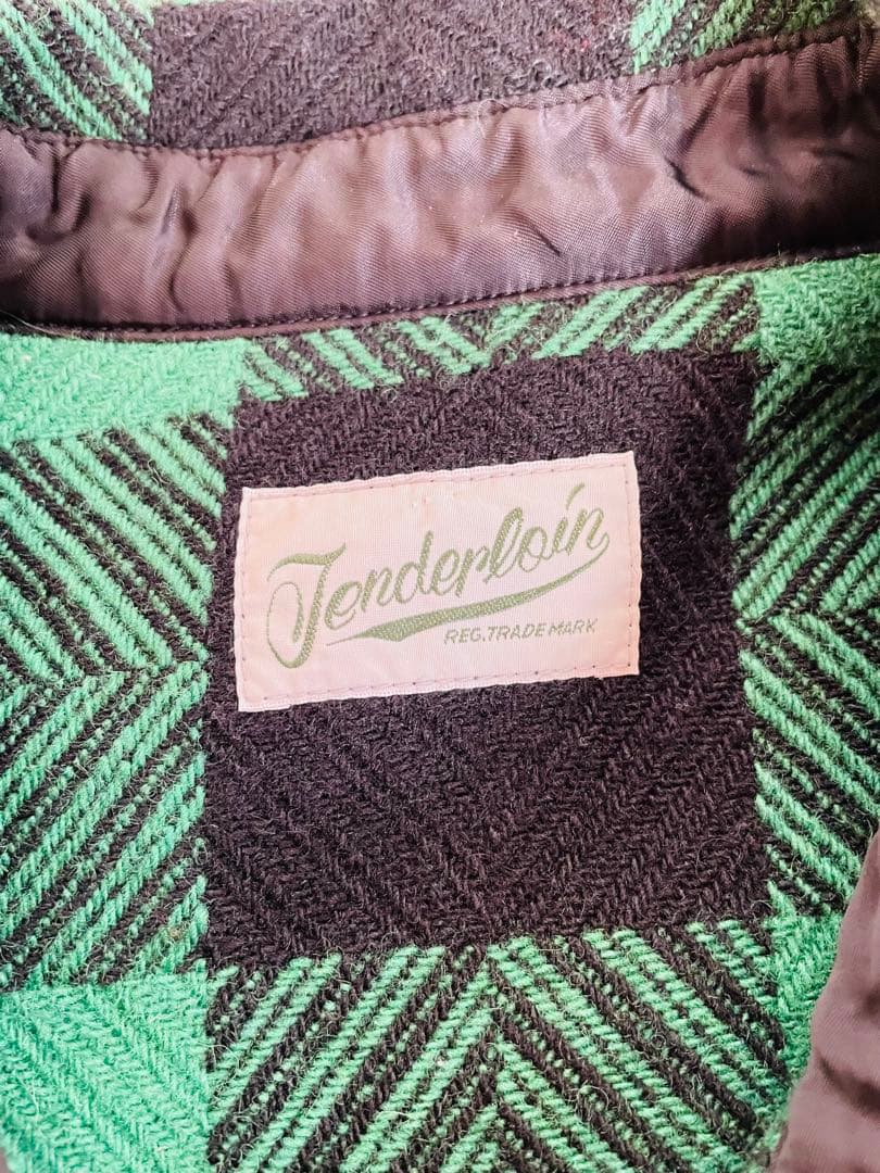 Tenderloin バッファローウールシャツ緑/黒 サイズL