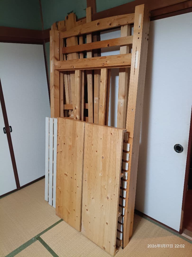 【福岡市限定】ロフトベッド 階段 ハイタイプ 木製無垢材 → 市内配達相談可