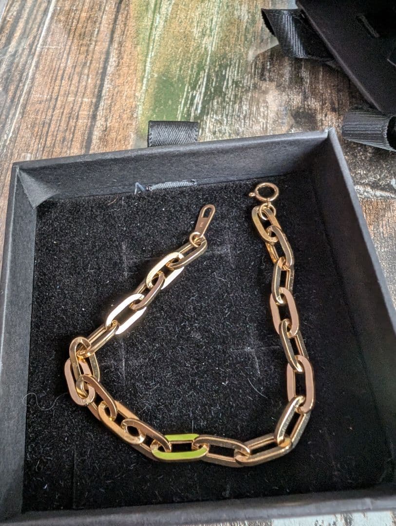 １８金ゴールドペーパークリップチェーンブレスレット