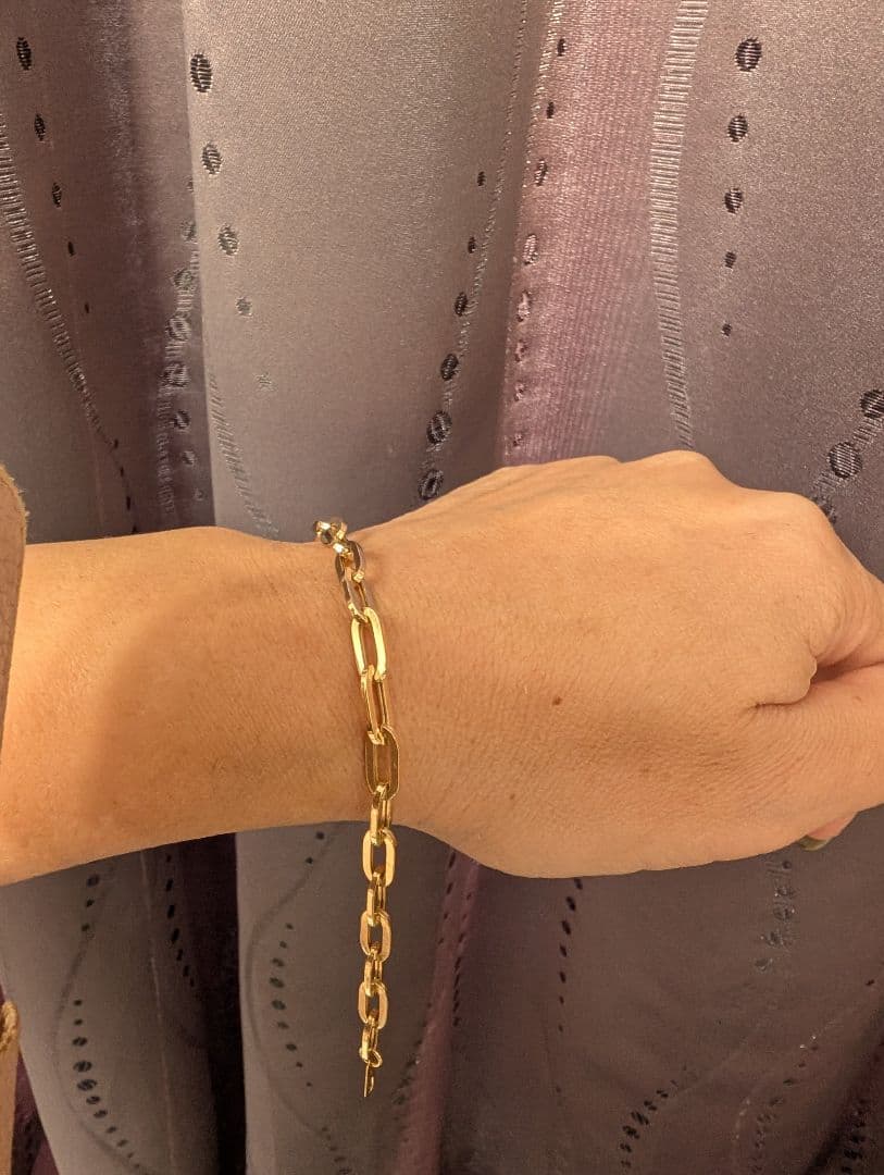 １８金ゴールドペーパークリップチェーンブレスレット