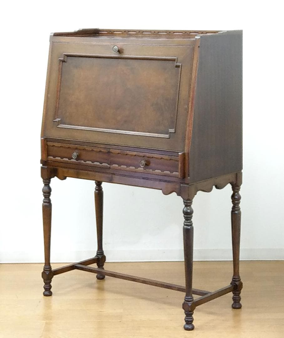 神戸 メープル不二屋 木製 アンティーク ライティング デスク ビューロー