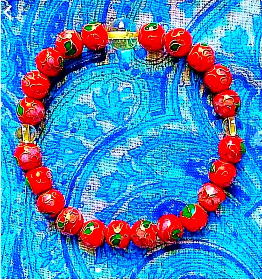 金運爆上げ　もう手に入りません！七宝焼＋水晶　お念珠(赤) 奈良不退寺