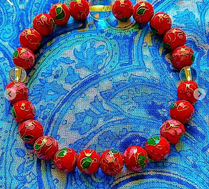 金運爆上げ　もう手に入りません！七宝焼＋水晶　お念珠(赤) 奈良不退寺