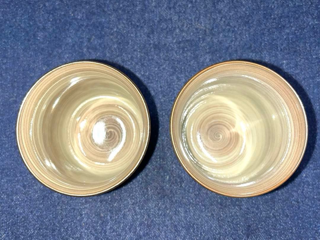 【美品】　長崎県無形文化財　十三代臥牛窯　横石臥牛　現川焼　刷毛目湯呑　2客
