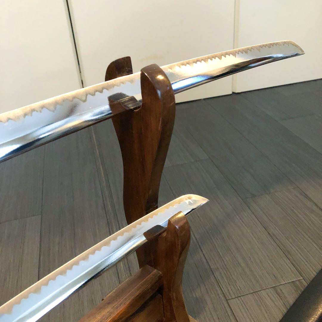 本格模造刀　龍梵字刻印　居合刀　 美術刀剣　太刀　脇差　大小セット　緑拵え