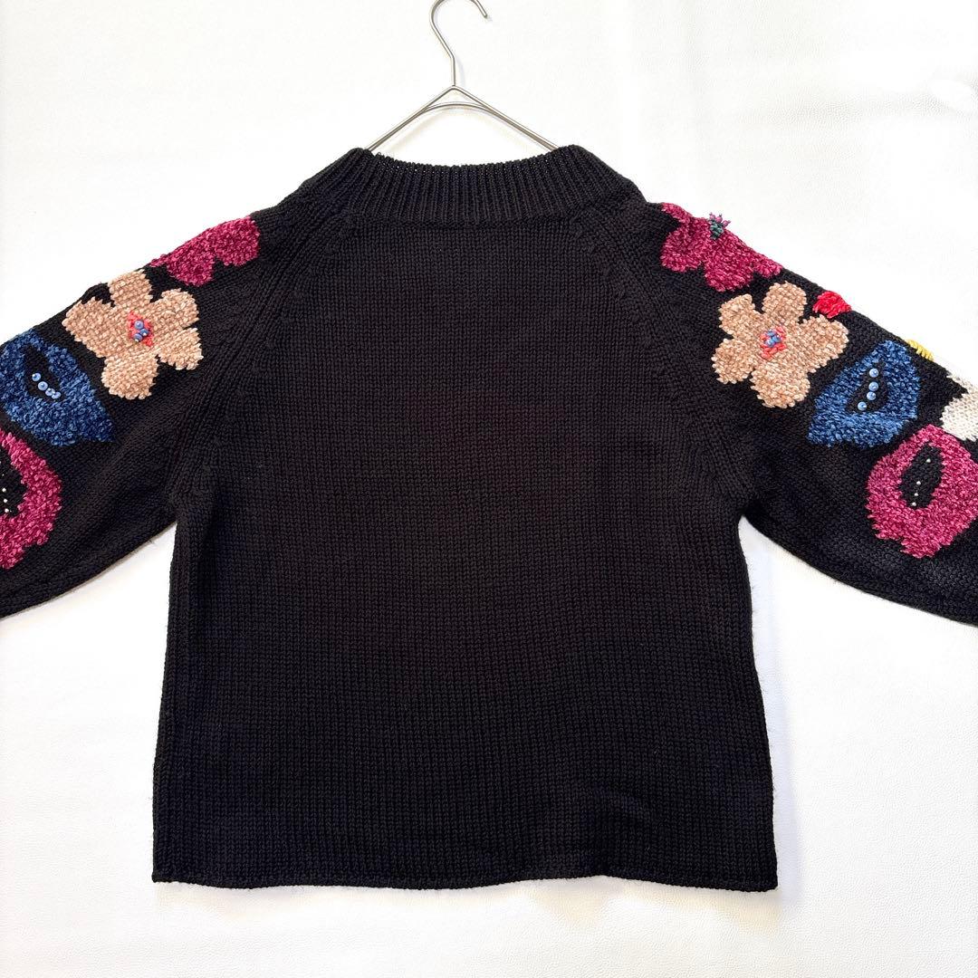 ビアズリー 人気完売品 花ジャガードニット 刺繍 ボリュームスリーブ