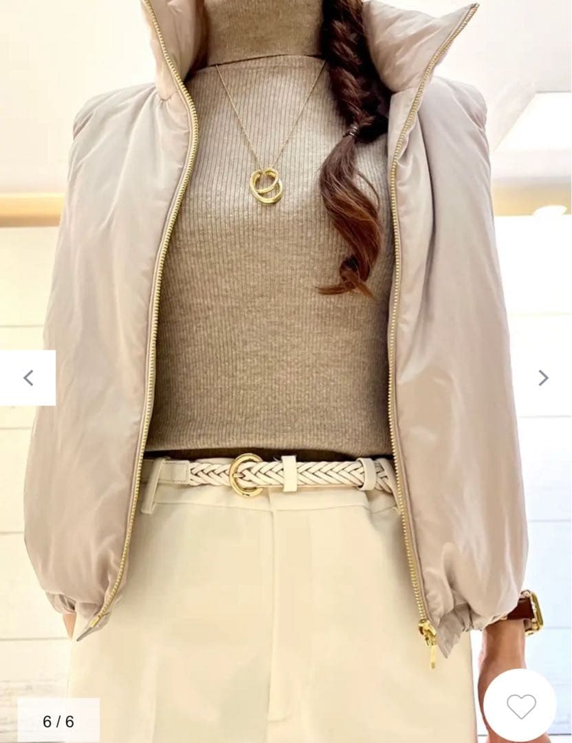 【美品】2024AW 23区 中綿 ショートパディング ベスト 38 ベージュ