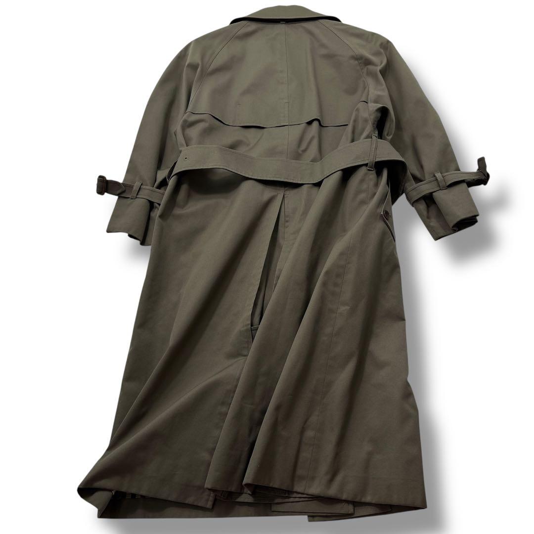 極美品】アクアスキュータム　トレンチコート　ベルト　カーキ　AQUA５　チェック