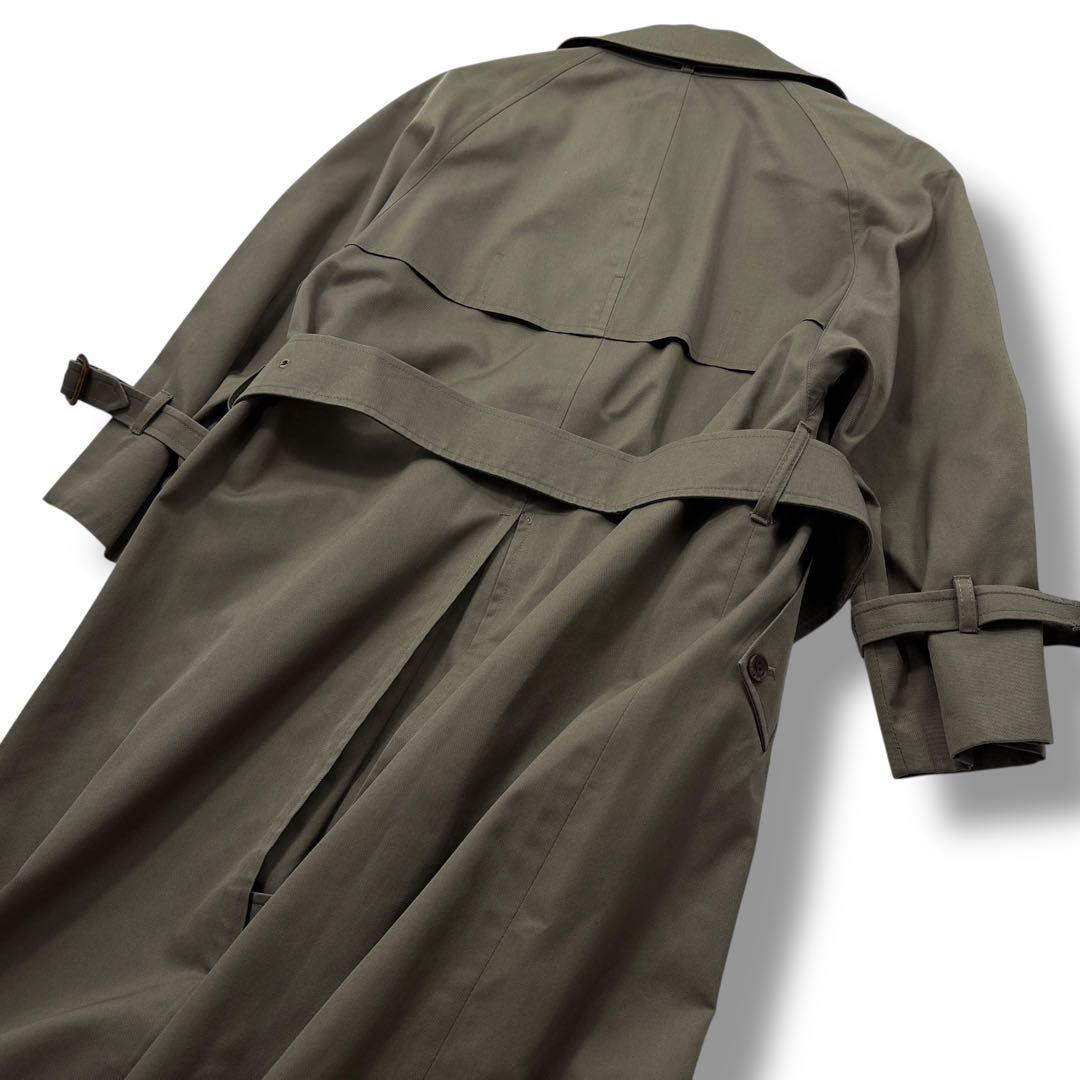 極美品】アクアスキュータム　トレンチコート　ベルト　カーキ　AQUA５　チェック