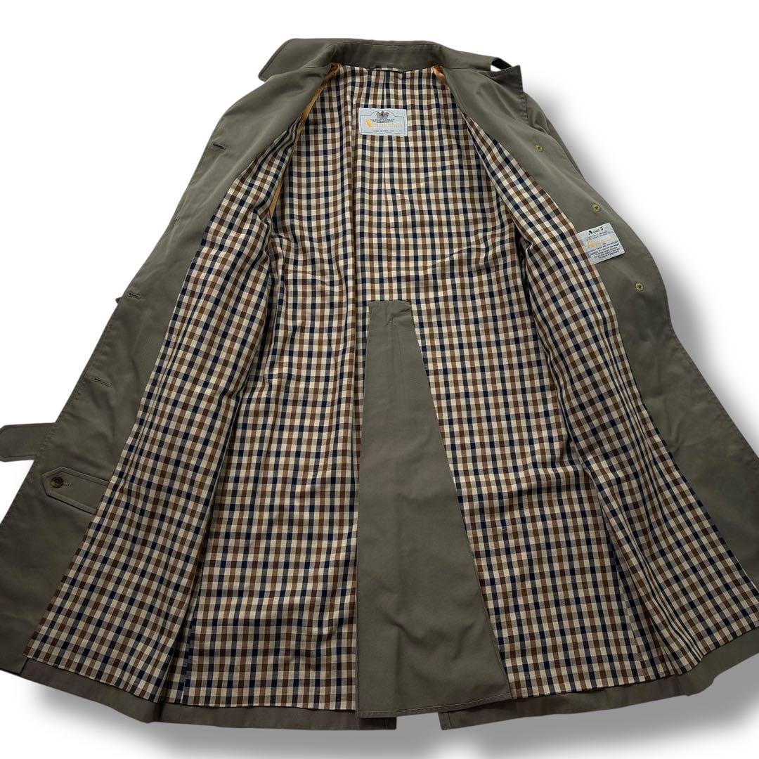 極美品】アクアスキュータム　トレンチコート　ベルト　カーキ　AQUA５　チェック