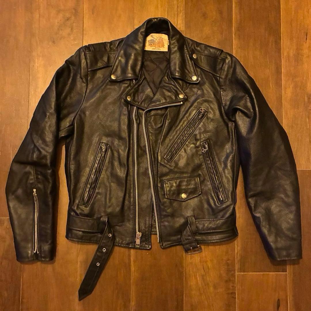 80s us vintage Excelled レザーダブルライダースジャケット