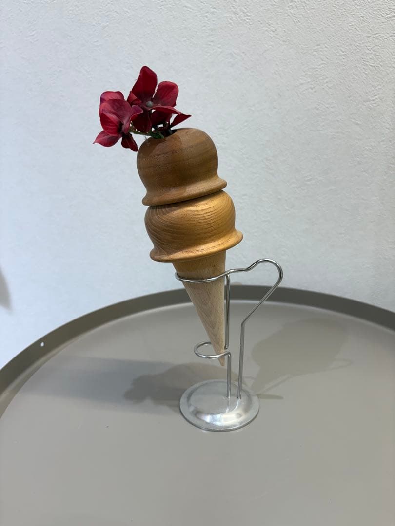seesee アイスクリームコーン型 木製 花瓶